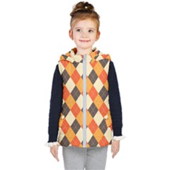 Halloween Argyle Pattern  Kids  Hooded Puffer Vest