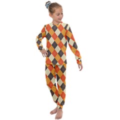 Halloween Argyle Pattern  Kids  Long Sleeve Set 