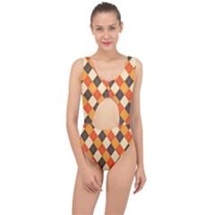 Halloween Argyle Pattern  Center Cut Out Swimsuit