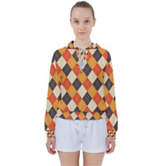 Halloween Argyle Pattern  Women s Tie Up Sweat