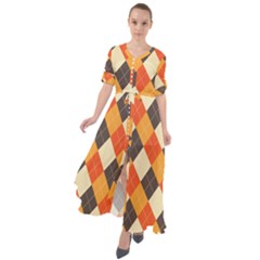 Halloween Argyle Pattern  Waist Tie Boho Maxi Dress by Safari