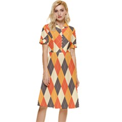 Halloween Argyle Pattern  Button Top Knee Length Dress by Safari