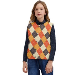 Halloween Argyle Pattern  Kid s Button Up Puffer Vest	