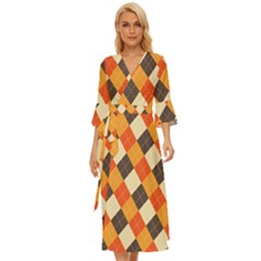 Halloween Argyle Pattern  Midsummer Wrap Dress by Safari