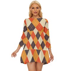 Halloween Argyle Pattern  Long Sleeve Babydoll Dress by Safari