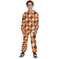 Halloween Argyle Pattern  Kids  Sweatshirt Set