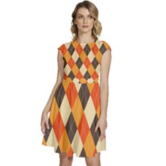 Halloween Argyle Pattern  Cap Sleeve High Waist Dress by Safari