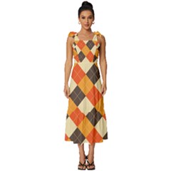 Halloween Argyle Pattern  Tie-strap Tiered Midi Chiffon Dress by Safari