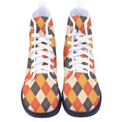 Halloween Argyle Pattern  Men s High-top Canvas Sneakers by Safari