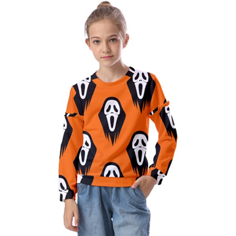 Halloween Party  Kids  Long Sleeve T-shirt With Frill  by Safari