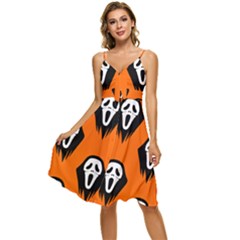 Halloween Party  Sleeveless Tie Front Chiffon Dress by Safari