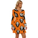 Halloween party  Long Sleeve Waist Tie Ruffle Velvet Dress View3