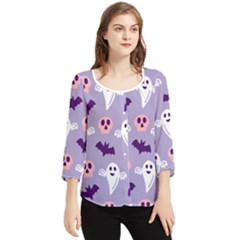 Boo Crew Halloween Season Chiffon Quarter Sleeve Blouse by Safari