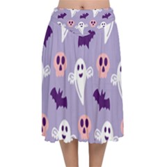 Boo Crew Halloween Season Velvet Flared Midi Skirt