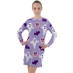 Boo Crew Halloween Season Long Sleeve Hoodie Dress