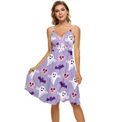 Boo Crew Halloween Season Sleeveless Tie Front Chiffon Dress by Safari