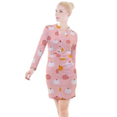 Pumpkin Pattern Halloween 20240926 160345 0000 Button Long Sleeve Dress by Safari