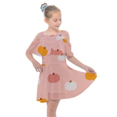 Pumpkin Pattern Halloween 20240926 160345 0000 Kids  Shoulder Cutout Chiffon Dress by Safari