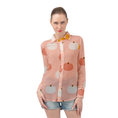 Pumpkin Pattern Halloween 20240926 160345 0000 Long Sleeve Chiffon Shirt by Safari