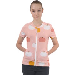 Pumpkin Pattern Halloween 20240926 160345 0000 Short Sleeve Zip Up Jacket by Safari