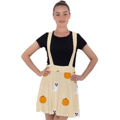 Pumpkin and boo crew halloween  Velvet Suspender Skater Skirt