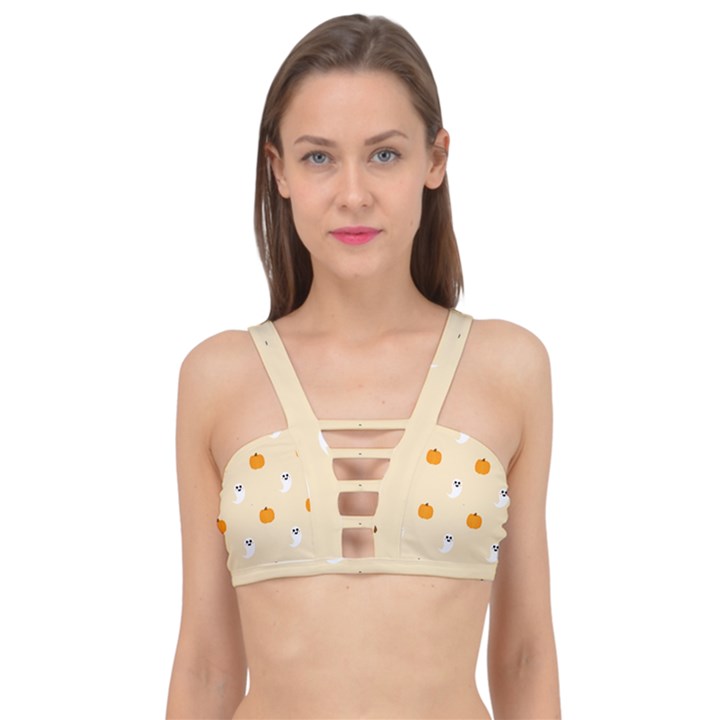 Pumpkin and boo crew halloween  Cage Up Bikini Top