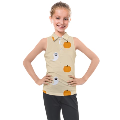 Pumpkin And Boo Crew Halloween  Kids  Sleeveless Polo T-shirt by Safari