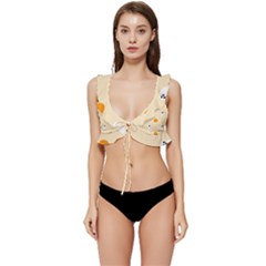 Pumpkin And Boo Crew Halloween  Low Cut Ruffle Edge Bikini Top by Safari