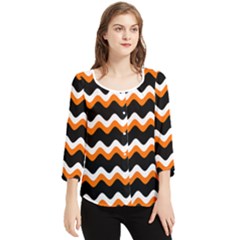 Halloween Wavy 20240926 161241 0000 Chiffon Quarter Sleeve Blouse by Safari