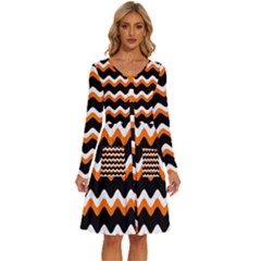 Halloween Wavy 20240926 161241 0000 Long Sleeve Dress With Pocket by Safari