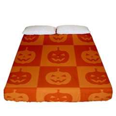 Seamless Halloween Pattern With Smiling Pumpkin 20240926 161520 0000 Fitted Sheet (queen Size) by Safari