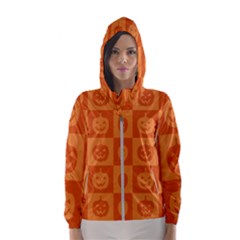 Seamless Halloween Pattern With Smiling Pumpkin 20240926 161520 0000 Women s Hooded Windbreaker