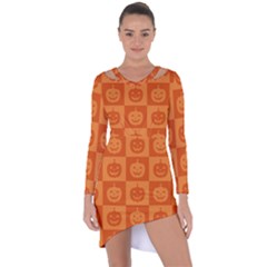 Seamless Halloween Pattern With Smiling Pumpkin 20240926 161520 0000 Asymmetric Cut-out Shift Dress by Safari