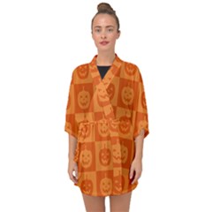 Seamless Halloween Pattern With Smiling Pumpkin 20240926 161520 0000 Half Sleeve Chiffon Kimono by Safari