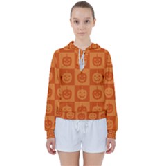 Seamless Halloween Pattern With Smiling Pumpkin 20240926 161520 0000 Women s Tie Up Sweat