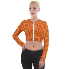 Seamless Halloween Pattern With Smiling Pumpkin 20240926 161520 0000 Long Sleeve Cropped Velvet Jacket by Safari