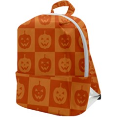 Seamless Halloween Pattern With Smiling Pumpkin 20240926 161520 0000 Zip Up Backpack by Safari