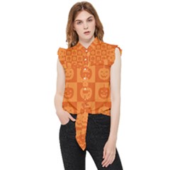 Seamless Halloween Pattern With Smiling Pumpkin 20240926 161520 0000 Frill Detail Shirt by Safari