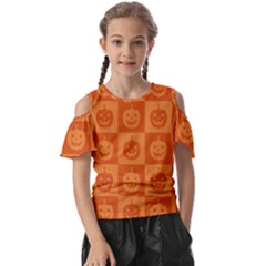 Seamless Halloween Pattern With Smiling Pumpkin 20240926 161520 0000 Kids  Butterfly Cutout T-shirt by Safari