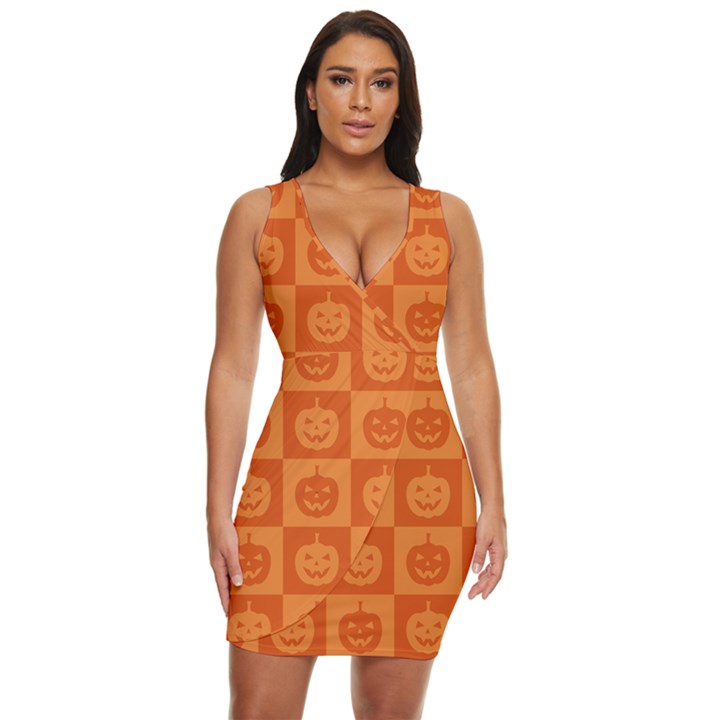 Seamless Halloween Pattern With Smiling Pumpkin 20240926 161520 0000 Draped Bodycon Dress