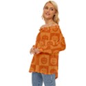 Seamless Halloween Pattern With Smiling Pumpkin 20240926 161520 0000 Off Shoulder Chiffon Pocket Shirt View2