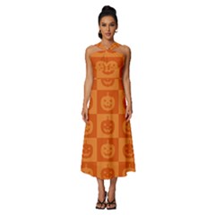 Seamless Halloween Pattern With Smiling Pumpkin 20240926 161520 0000 Sleeveless Cross Front Cocktail Midi Chiffon Dress by Safari