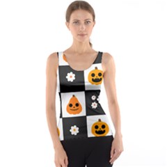 Seamless Halloween Pattern With Smiling Pumpkin 20240926 161714 0000 Women s Basic Tank Top by Safari