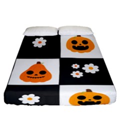 Seamless Halloween Pattern With Smiling Pumpkin 20240926 161714 0000 Fitted Sheet (queen Size) by Safari