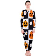 Seamless Halloween Pattern With Smiling Pumpkin 20240926 161714 0000 Onepiece Jumpsuit (ladies)