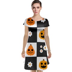 Seamless Halloween Pattern With Smiling Pumpkin 20240926 161714 0000 Cap Sleeve Nightdress by Safari