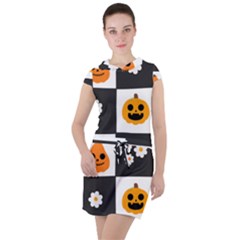 Seamless Halloween Pattern With Smiling Pumpkin 20240926 161714 0000 Drawstring Hooded Dress by Safari