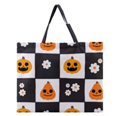 Seamless Halloween Pattern With Smiling Pumpkin 20240926 161714 0000 Zipper Large Tote Bag