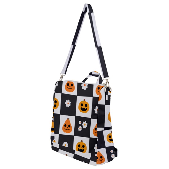 Seamless Halloween Pattern With Smiling Pumpkin 20240926 161714 0000 Crossbody Backpack