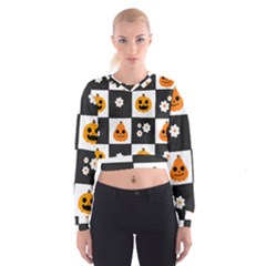 Seamless Halloween Pattern With Smiling Pumpkin 20240926 161714 0000 Cropped Sweatshirt